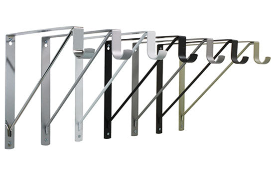 MC-SUPPORT-FIX-MB Matte Black Screw-on Heavy Duty Non-adjustable Shelf & Round Rod Support